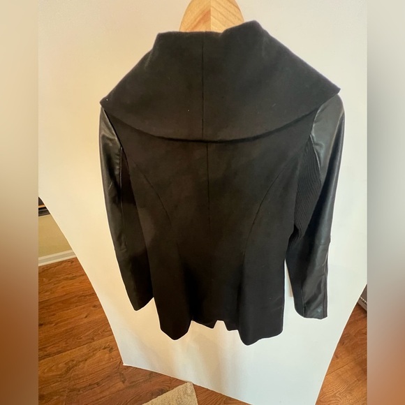 LAUNDRY BY SHELLI SEGAL S/CH/P ASYMMETRICAL WOMENS WOOL BLEND COAT BLACK SMALL - Picture 3 of 14